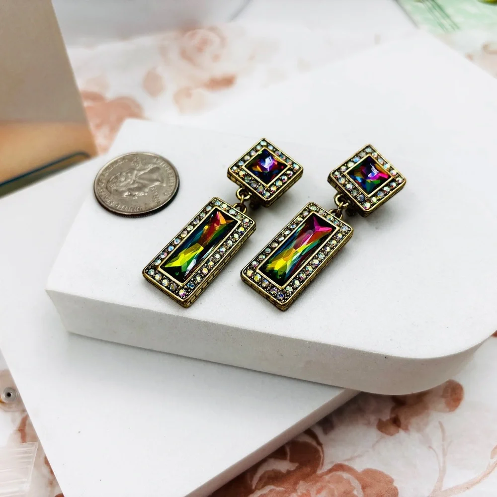 Heidi Daus Crystal Stone Drop Earrings - Picture 1 of 2
